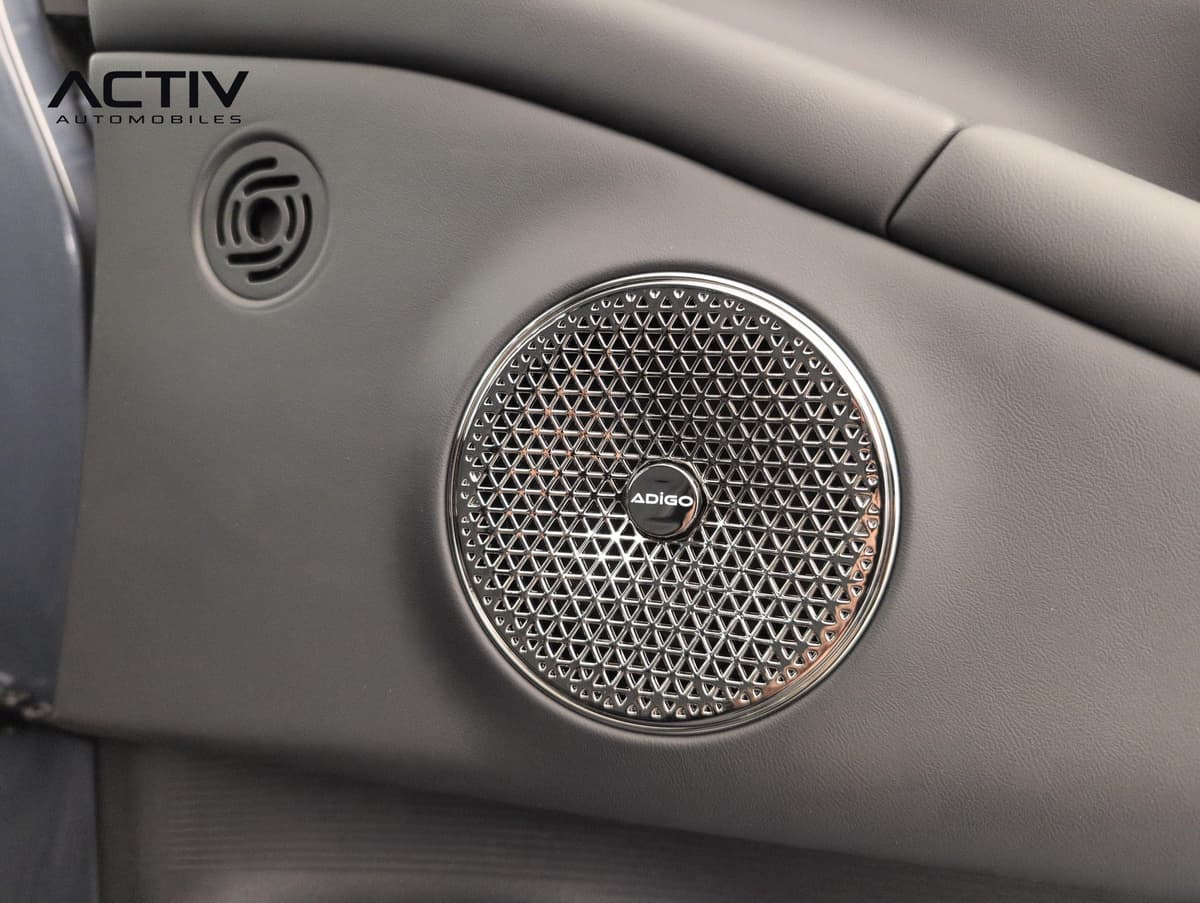Aion V : haut-parleur chromé à grille sur le panneau de porte gris