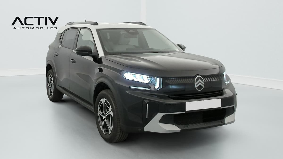 Citroën C3 Aircross : vue avant trois quarts gauche, carrosserie noire et toit blanc
