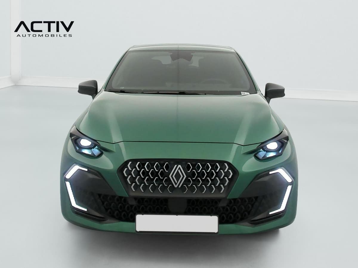 Renault Clio 6 : face avant verte avec calandre en losanges et feux de jour à LED