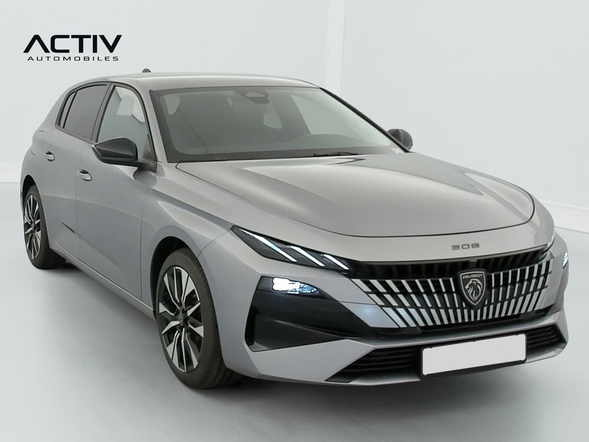 Peugeot 308 Nouvelle : vue avant trois quarts droit avec projecteurs LED et jantes alliage bi-tons
