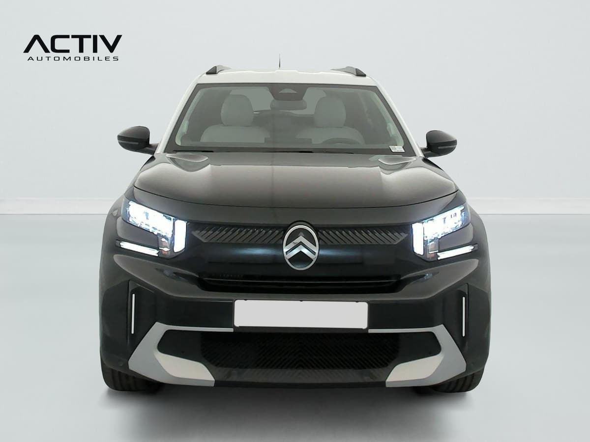 Citroën C3 Aircross : face avant noire avec toit blanc, projecteurs LED et barres de toit